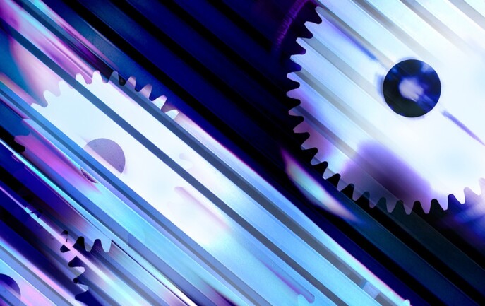 Cogs and gears on a blue background