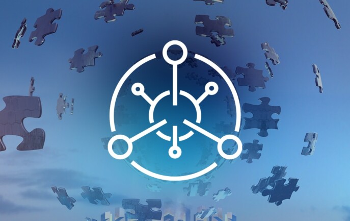 An image of a puzzle pieces with a blue background