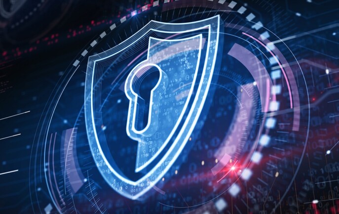 An image of a security shield on a digital background